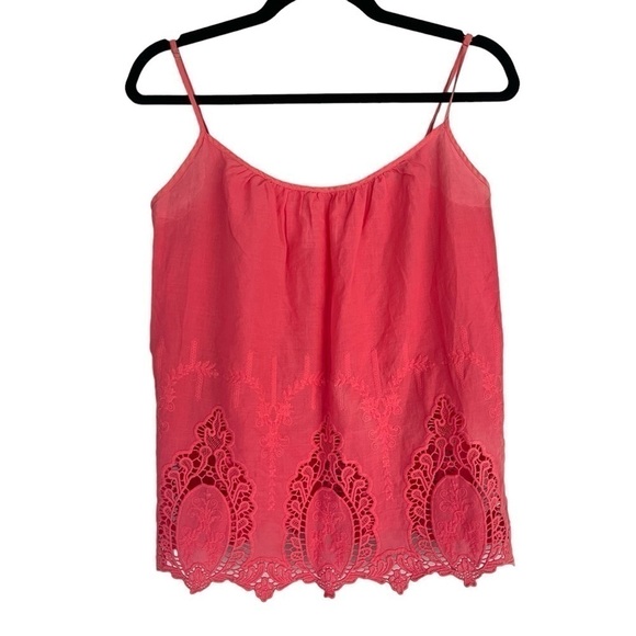 𝅺velvet Calypso 100% Cotton Embroidered Adjustable Spaghetti Strap Tank Top - Picture 1 of 14